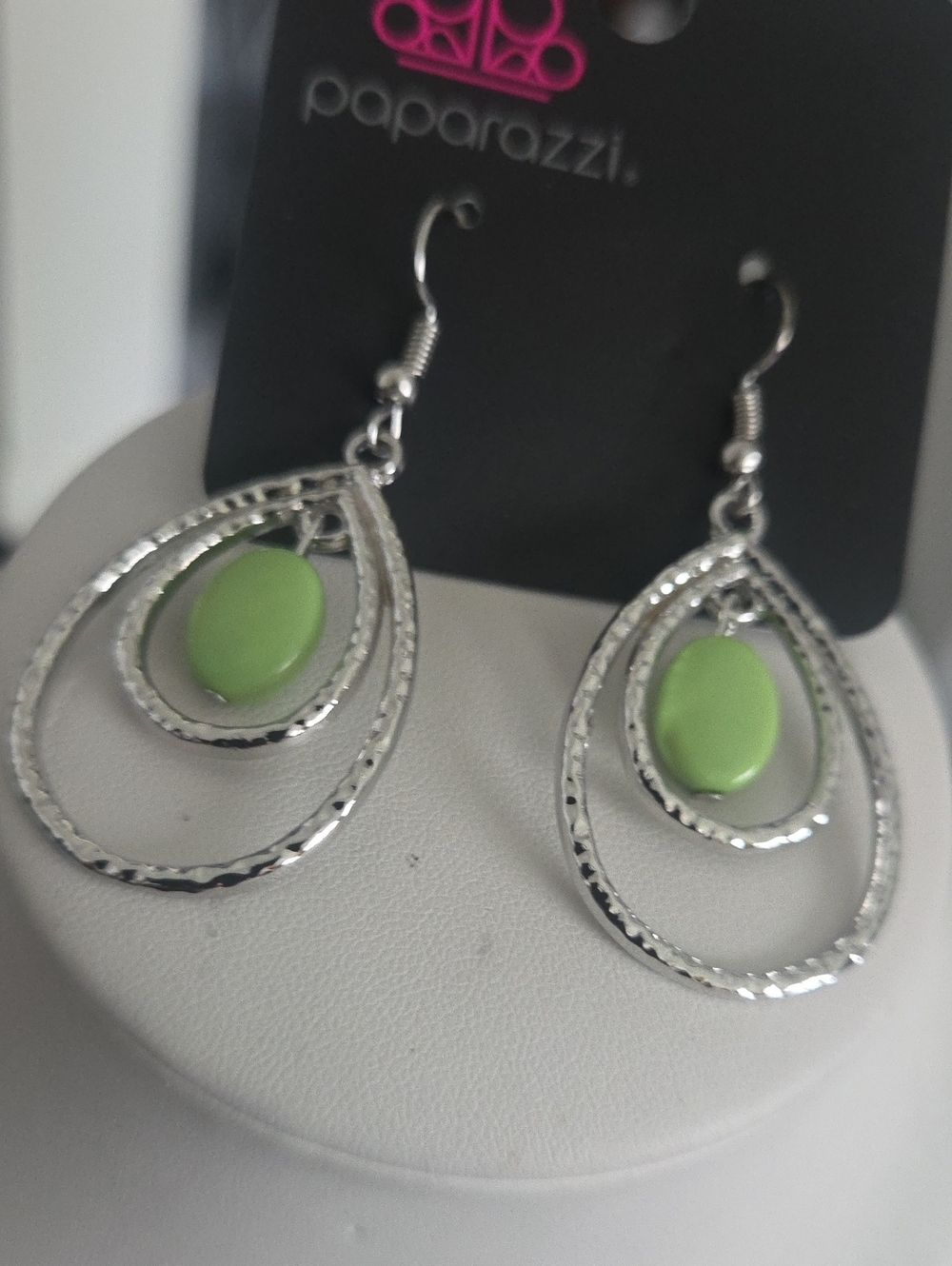 Paparazzi Rain Rave Green Earrings NWT